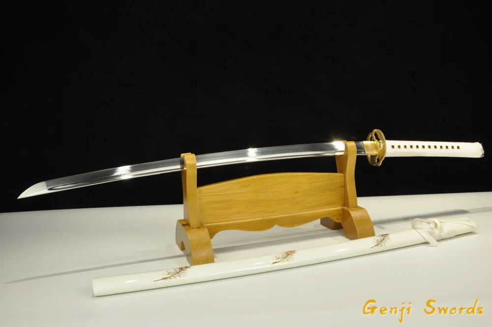 Japanese Samurai Sword 1060 high Carbon Steel Real Katana Sharp Edge Pure Brass Fitting Handmade Sageo Sheath