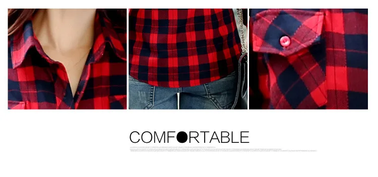 Blusa xadrez de flanela feminina, camisa casual