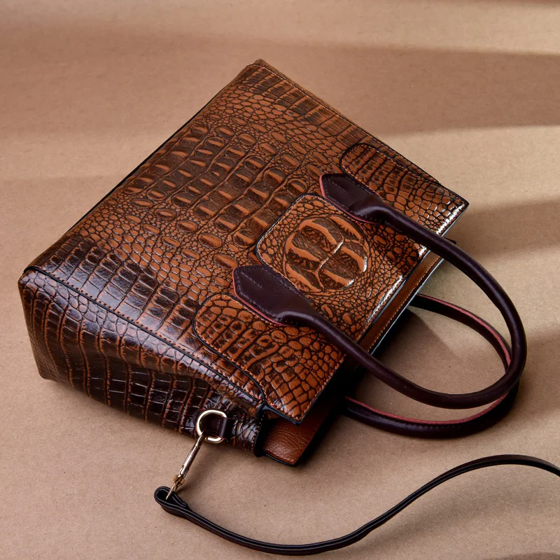 2019 New Vintage Genuine Leather Bag Women Alligator Luxury Handbags Women Bags Designer Crossbody Bags for Women Tote Handbags