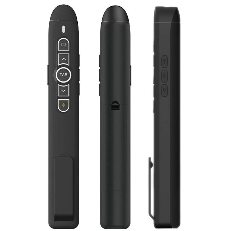 T5 2.4G Wireless Ppt Demonstrator Sliding Advancer Page Turning Powerpoint Demo Clicker Remote Control Black Plastic