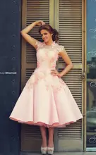 2016 neueste Hand Made Blumen Vestido De Festa Abendkleider Knielangen Rosa Party Kleider Ballkleid Abendkleid FM1026