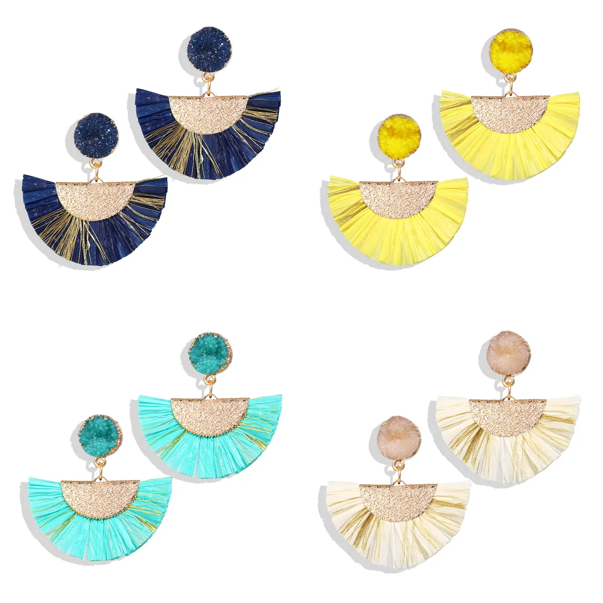 

Straw Tassel Earrings For Women Fan Rattan Wicker Drop Earring Long Raffia Earrings Handmade DIY Jewelry