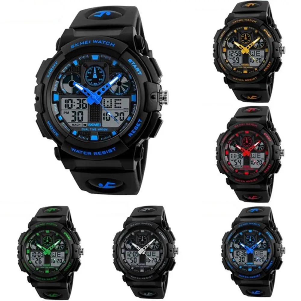 

Bluelans Men LED Dual Time Alarm Date Sports Waterproof Quartz Digital Watch