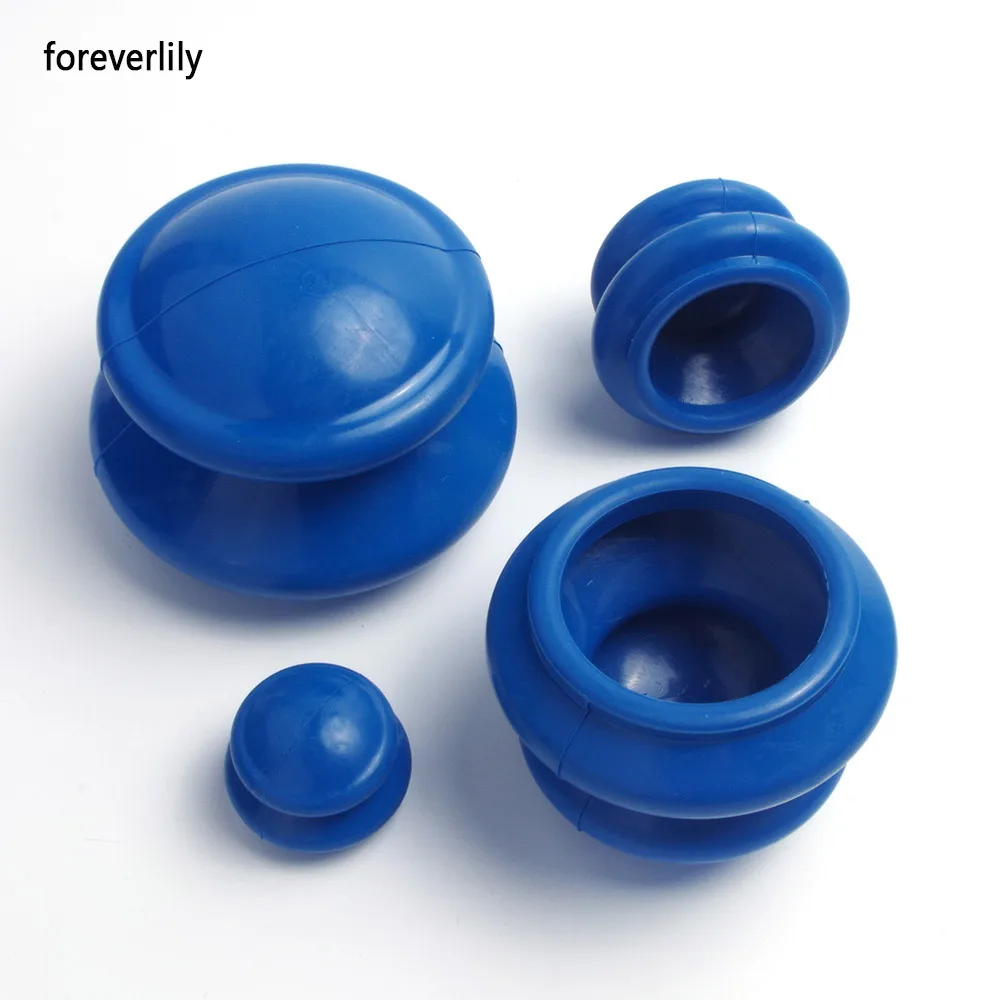 foreverlily 4pcs Natural Rubber Cupping Therapy Set Health Care Small Body Cupping jar Acupunture Vacuum Cupping Set
