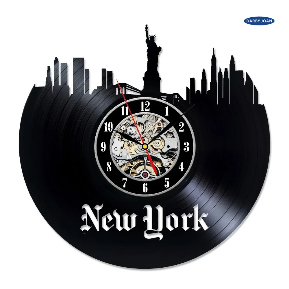 

Unique Handmade Newyork City Vinyl Record wall clock, reloj large duvar saati clock mechanism