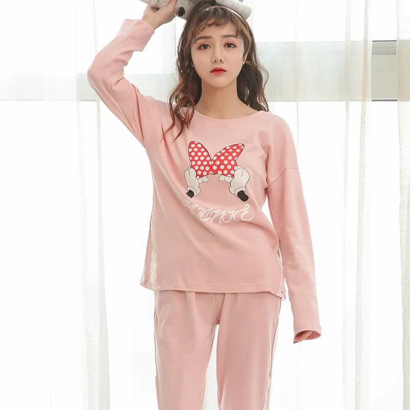 Дамы эстетику нижнее белье Cami Топ и длинные брюки пижамы Kawaii для Для женщин Femme