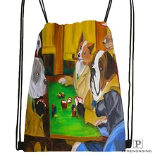 Пользовательские собаки играющие покер походная сумка на шнурке для мужчин и женщин милый рюкзак дети ранец(черная спина) 31x40 см#180531-01-36