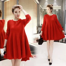 Платья-свитера для беременных; Красный пуловер; вязаные платья для беременных; зимнее платье для беременных; вязаные топы для беременных
