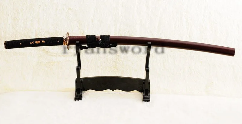 Высококачественная 1095 углеродистая сталь+ изогнутая сталь обкладка глиной японский самурайский меч катана
