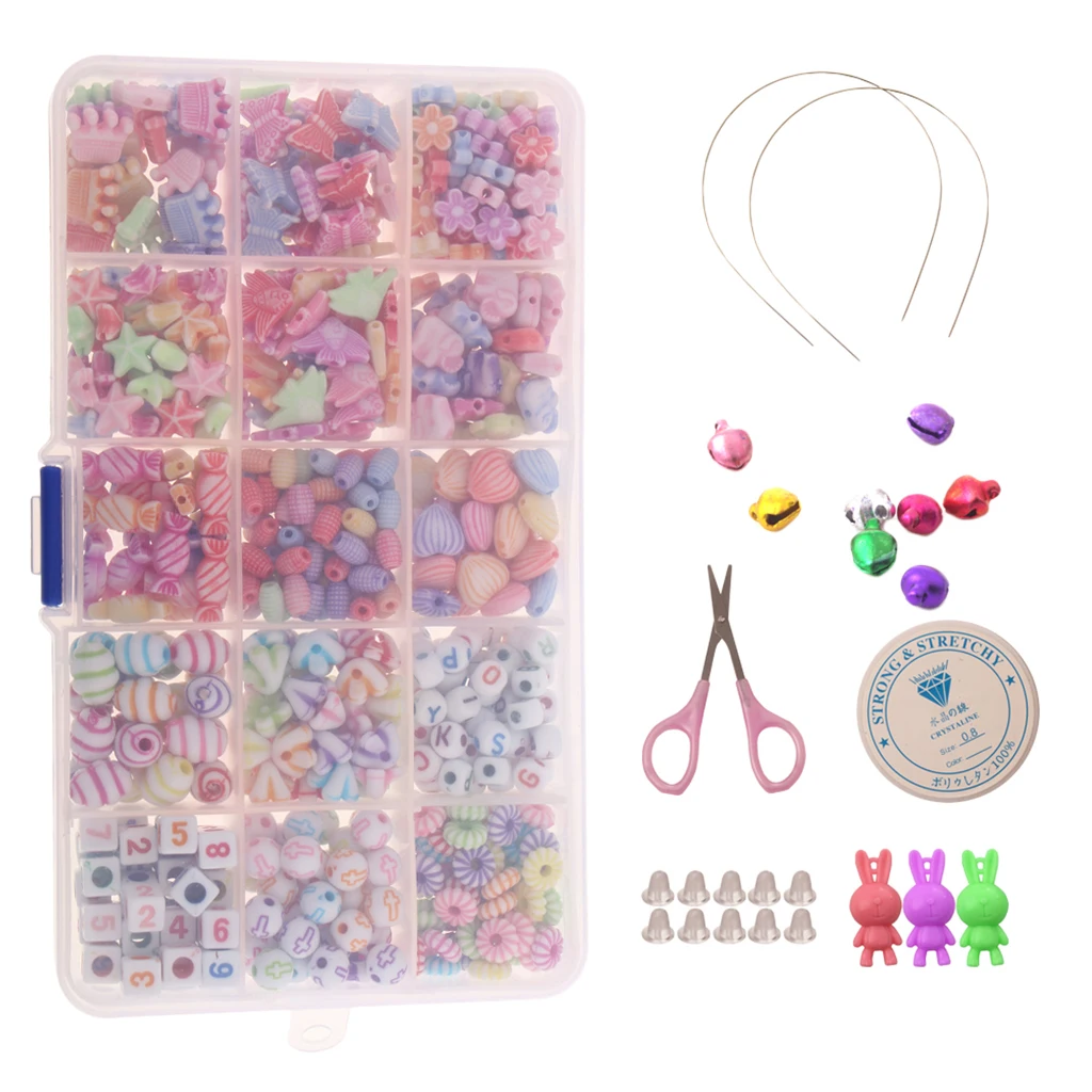 500 Pieces  Acrylic Beads Kits Set For Girls Kids Jewelry Making Craft DIY Necklaces Bracelets  Making Jewelry Findings