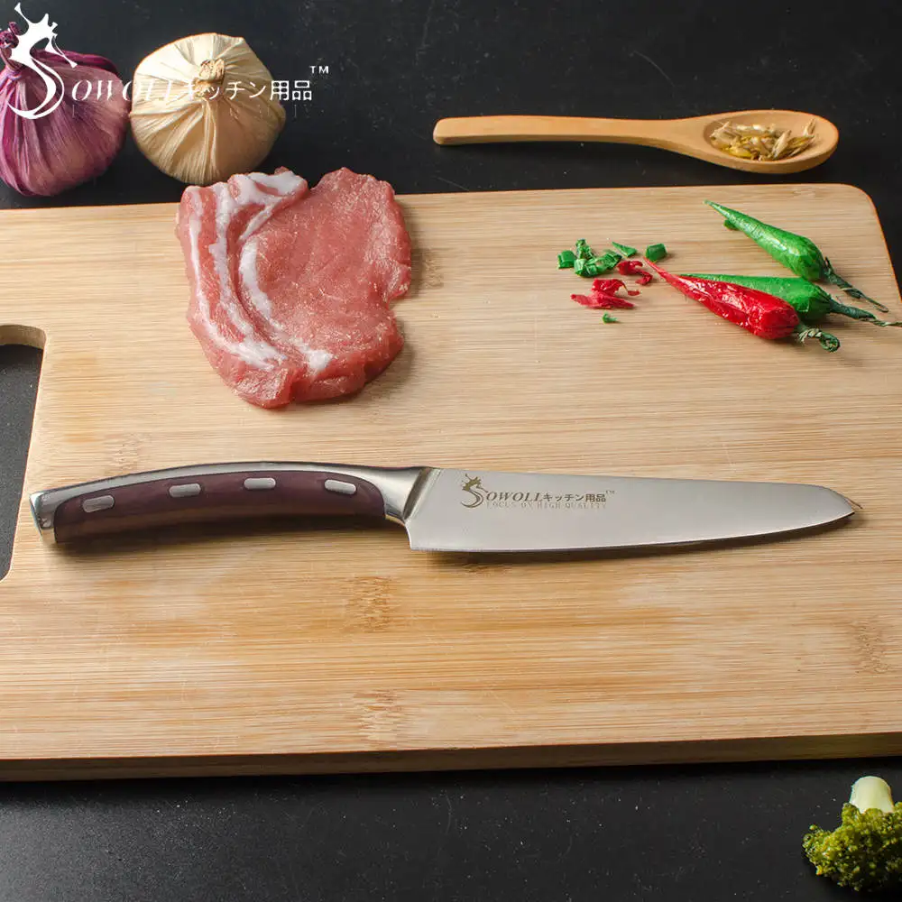 SOWOLL Seamless Welding 4CR14 Stainless Steel Kitchen Knife 5 inch Non-stick Utility Knife Energy-saving Cutter Kitchen Tool