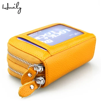 

HMILY Women / Men Credit Card Holder Genuine Leather Change Wallet Brand Designer Card Case Business Change Purse Coin Pocket