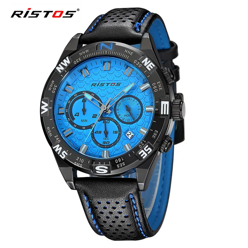 RISTOS часы мужские роскошные брендовые кварцевые модные с хронографом Reloj Hombre