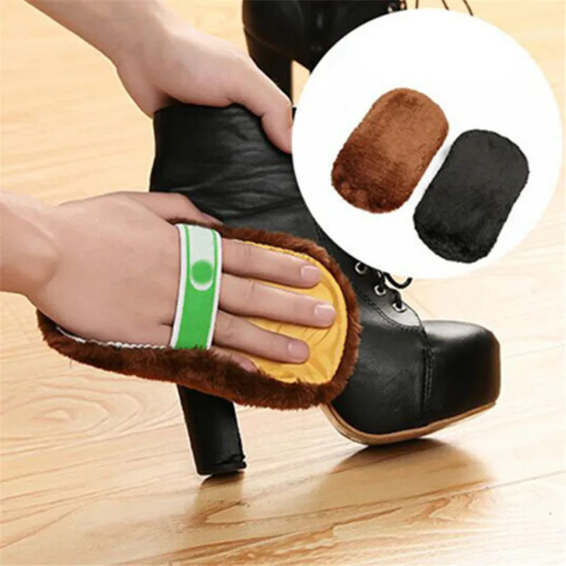  2 Pcslot Soft Shoe Brushes Plush Gloves For Cleaning Wipe Shoes Handbag Leather Furniture Household Shoes Care Cleaner Brush (4)