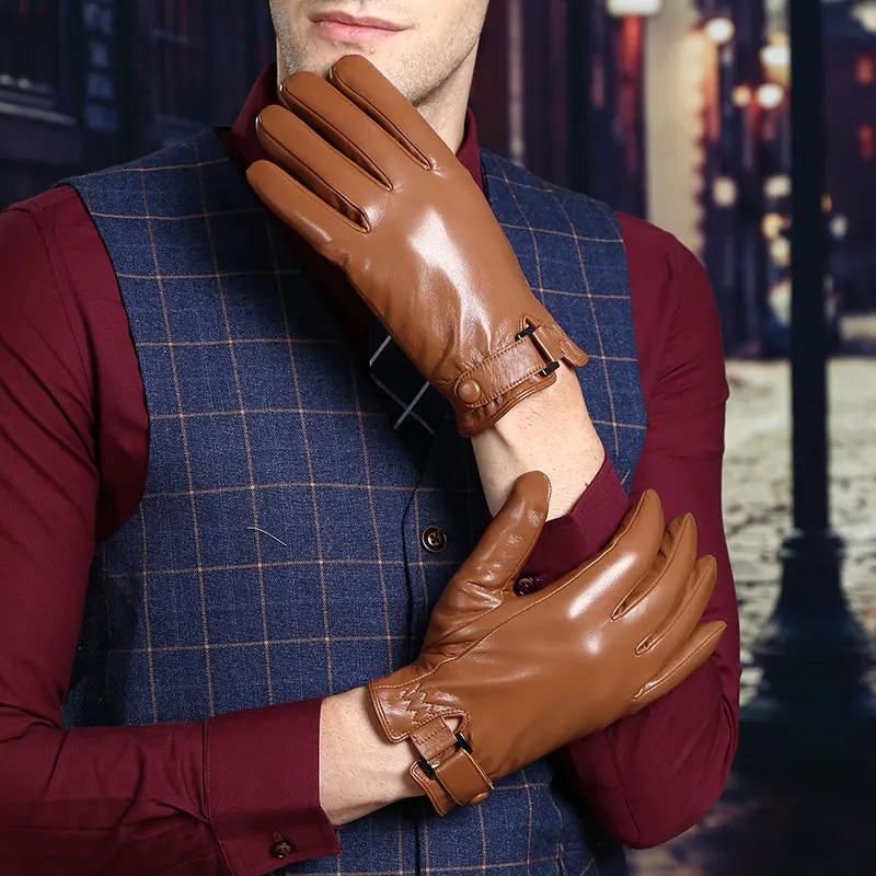 Перчатки из натуральной кожи с сенсорным экраном перчатки из овчины толстые термо мужские зимние велосипедные резные теплые плюс кашемировые кожаные перчатки
