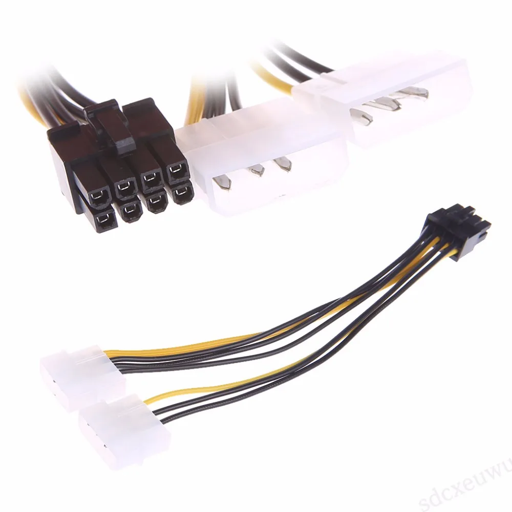 2 х 4-контактный Molex LP4 до 8-Pin PCI Express видео карты ATX PSU Мощность Кабель-адаптер