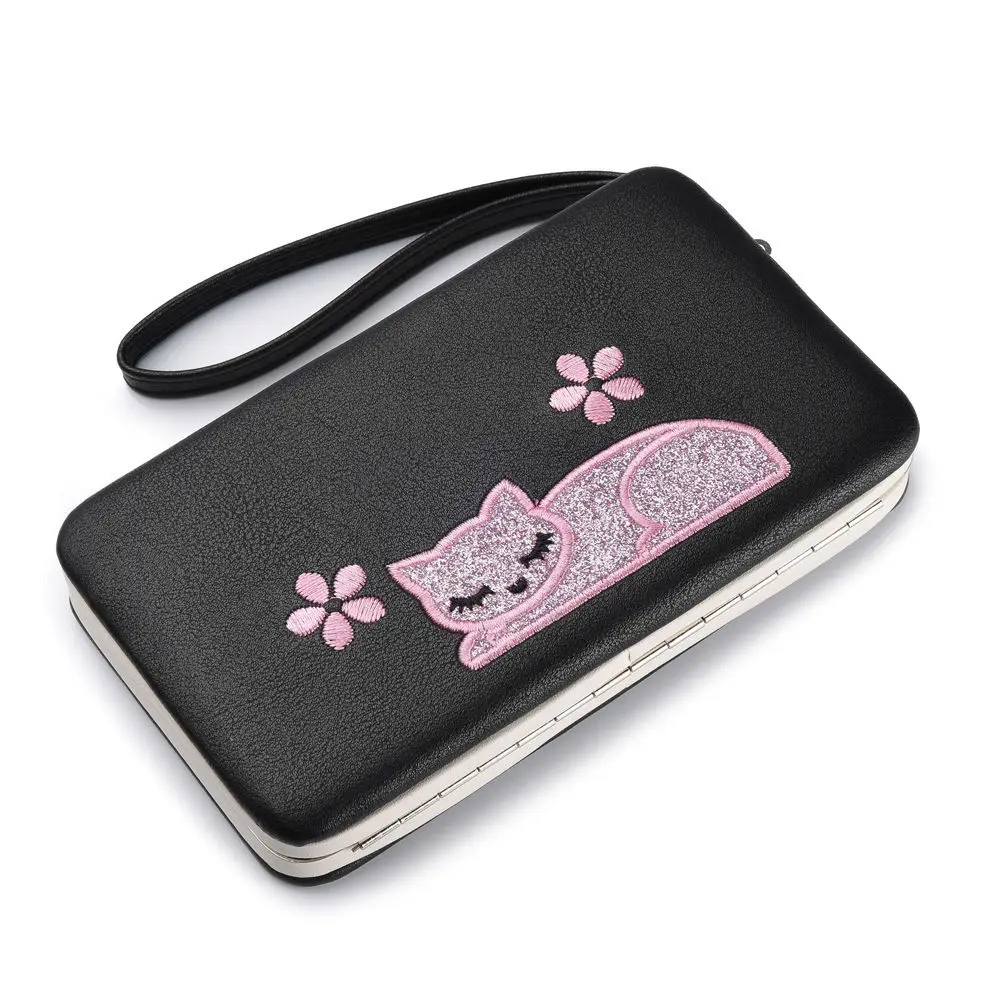 

Youda New Cartoon Long Female Wallet Embroidered Cat Large Capacity Clutch Bag Classic Style Ladies Purse Cute Card Package