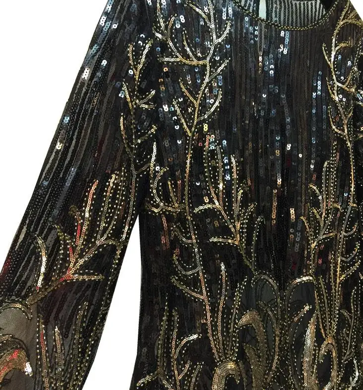 

Women's Luxury Vintage Shiny sequins paillette Beaded Shirt Female Club Party Dancing Performance Pullover lace Tops Tees TB588