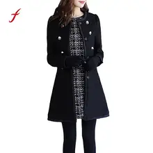 Элегантное модное длинное шерстяное пальто для женщин, зимняя теплая верхняя одежда, шерстяной Тренч с лацканами, пальто, куртка, съемный меховой воротник, женские пальто/PT