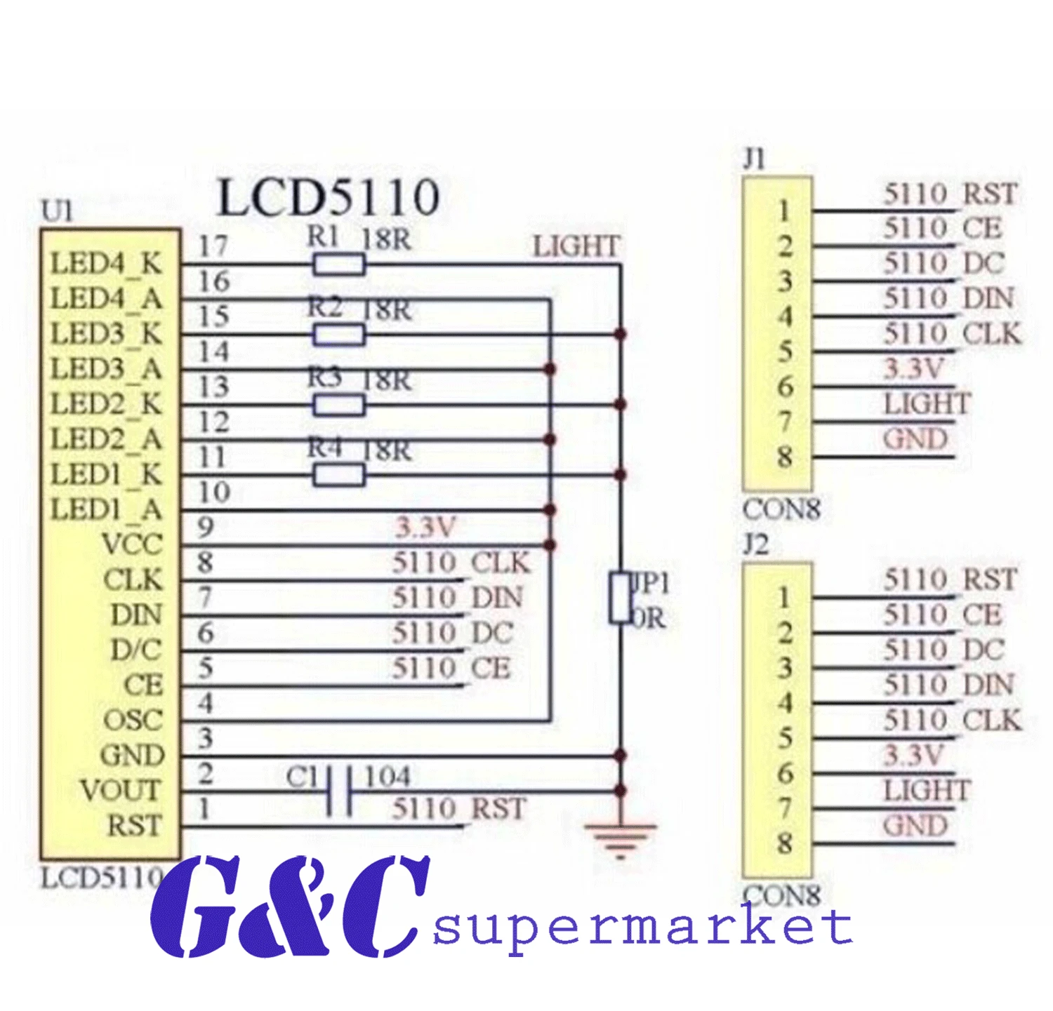 84x48 модуль ЖКД синий адаптер с подсветкой PCB 5110 lcd