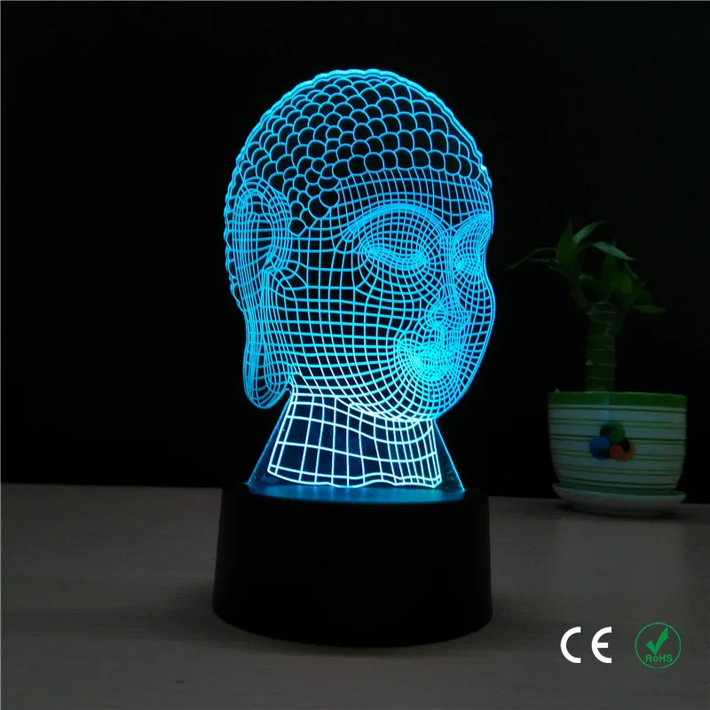 

Creative Buddha Buddha light 3 d modeling 3 d stereo vision decoration lamp LED small night light Individuality present