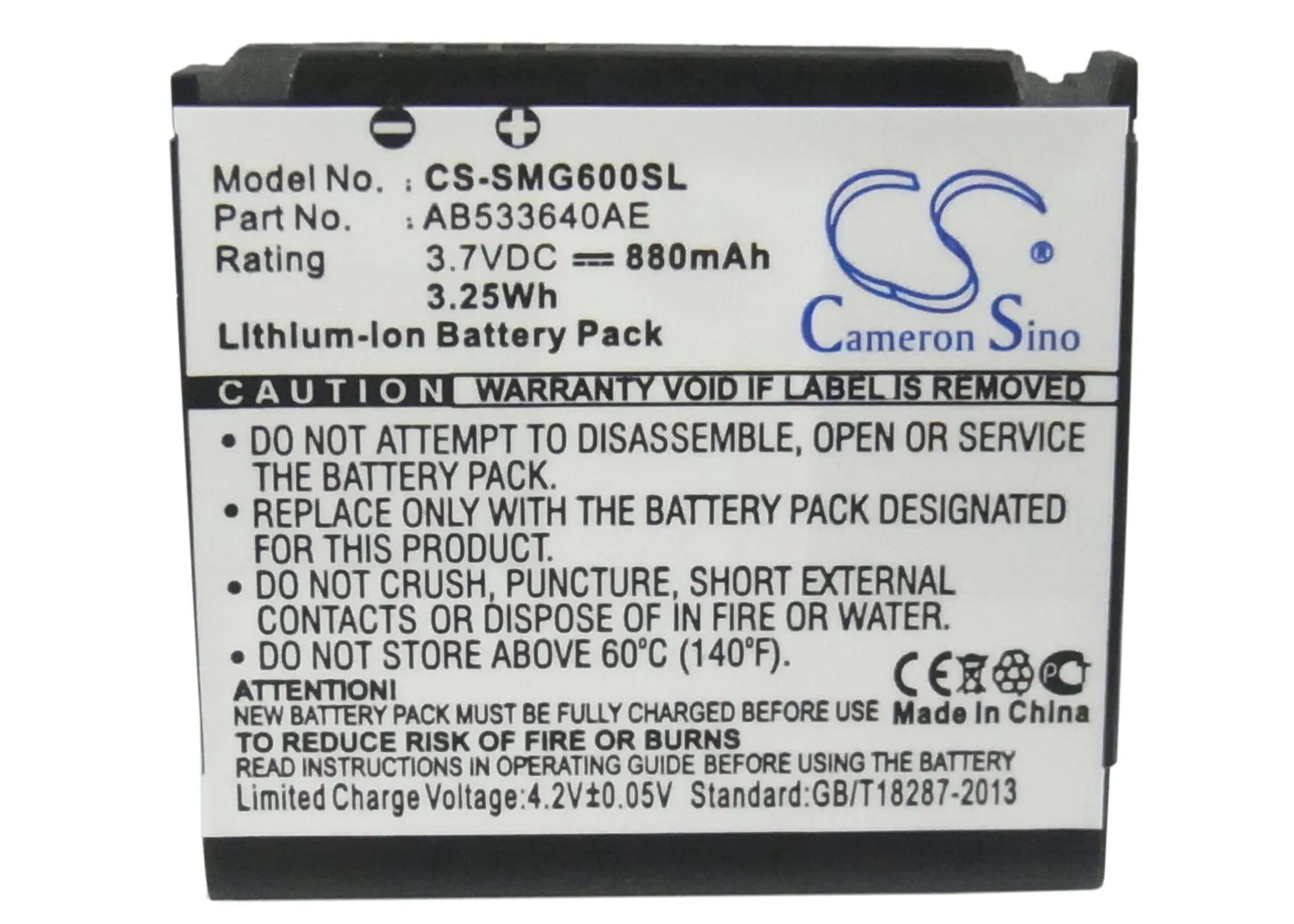 Аккумулятор Cameron Sino 880mAh AB533640AE, AB533640CE/CU/DE для samsung 3600i, M8800, S3600, S3600C, F268, F330, F338, F490, G608, J630, J638