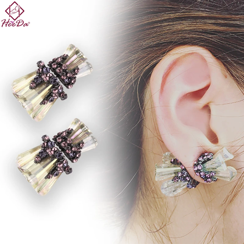

Heeda Korean Luxury Crystal 925 Needle Stud Earrings 2018 Fashion Unique Women Party Joker Ear Accessories Creative Lady Jewelry