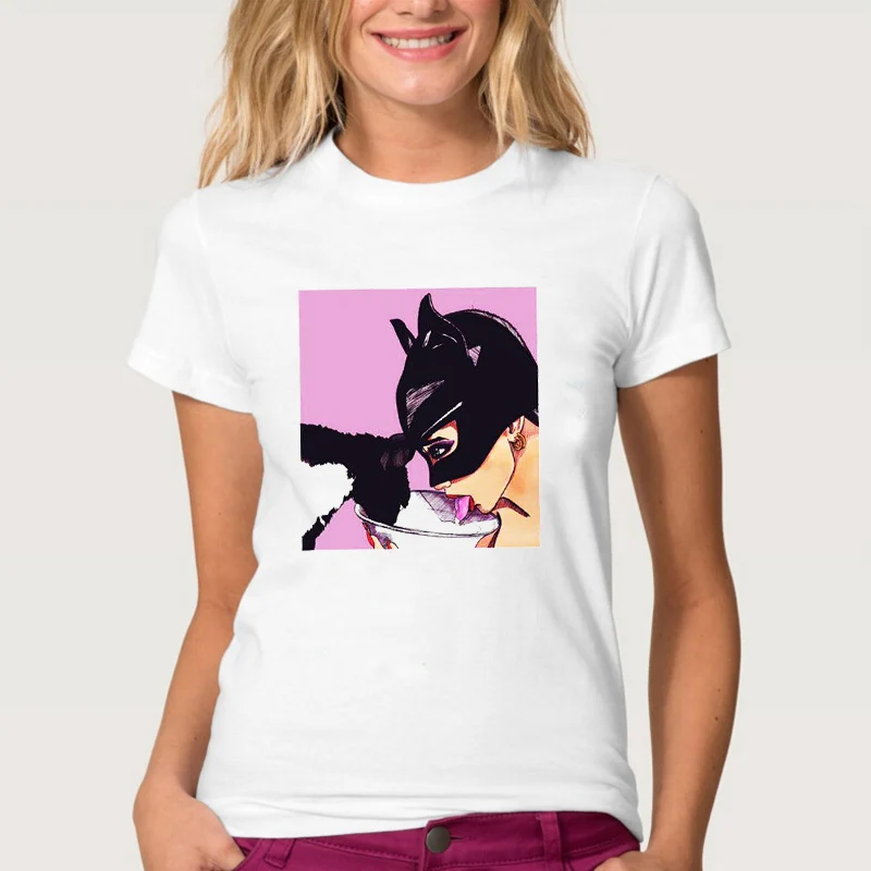 

Women Clothes Tshirt Printed Women Cat Lady Cartoon Fashion Short Sleeve Casual Summer Shirt T Top Female T-shirt Woman Tee