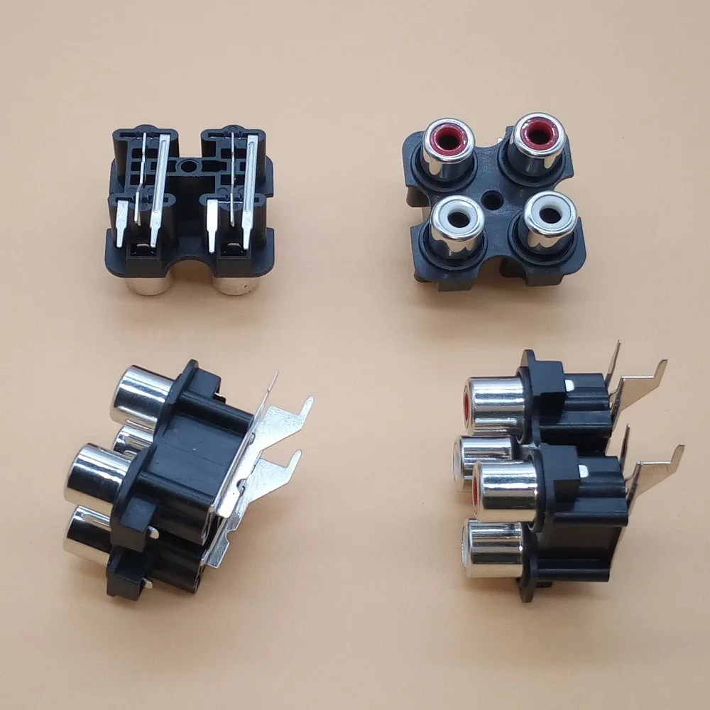Red PCB Mount RCA AV Vertical Single Female Jack Socket Connector Audio Video