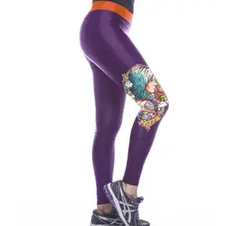 Фиолетовый принт Хип Push Up женские спортивные Леггинсы для тренажерного зала тонкие Лосины для фитнеса Высокая талия эластичные леггинсы