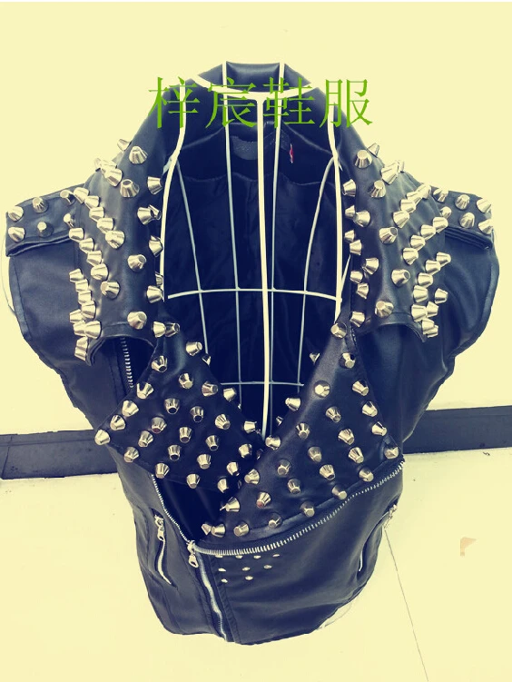 S-xxl мужская Тонкая новая Корейская версия Черная куртка бар неосновной мотоциклетная одежда заклепки мужская кожаная жилетка Костюмы Пальто