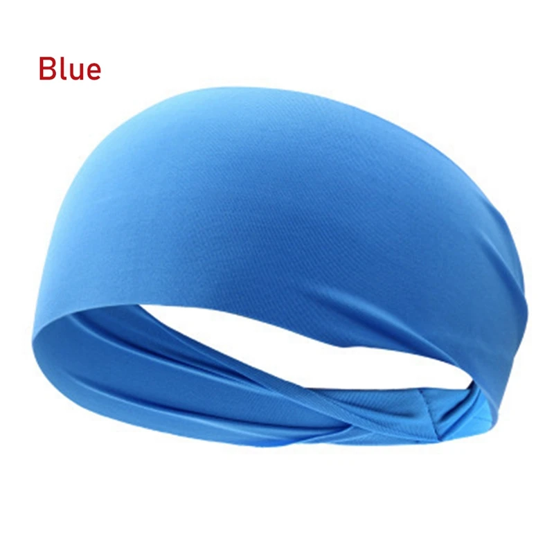 Blue 1 шт., красочная эластичная ткань, повязка на голову для йоги, спортивный Напульсник для женщин/мужчин, Беговая резинка для волос, тюрбан, фитнес-повязка, спортивные аксессуары - Цвет: Blue