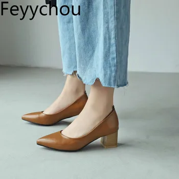 

Women Pumps High Heel Spring Autumn Pointed Toe Pu Slip on 2019 Sexy Fashion Casual Party Wedding Office Yellow Big Size34-46
