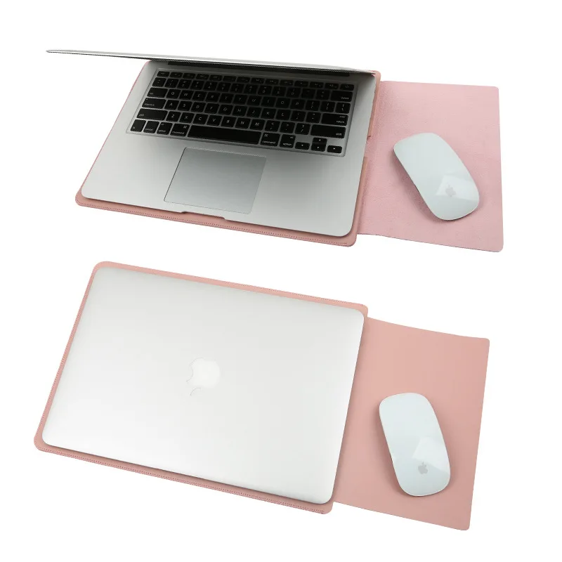 5 in 1 Set Luxury PU Leather Laptop Bag for Macbook Air Pro Retina 11 12 13 15 Case Notebook Cover Charger Mouse Pouch Mouse Pad