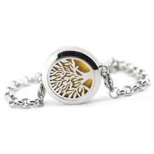 Дерево жизни 25 мм магнит эфирные масла для ароматерапии из нержавеющей стали для духов медальон со светорассеивателем браслет(length8-"
