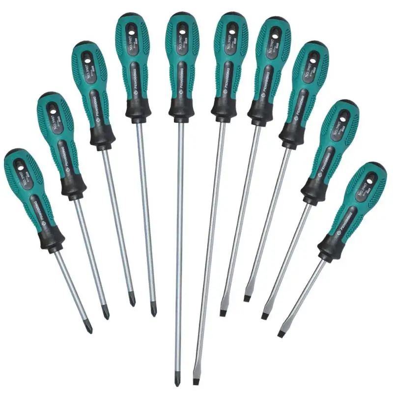 

10pcs Screwdrivers 75-200mm Multi-function PP Handle Security Insulated Electrician Screw Driver Maintenance Repairing Tools