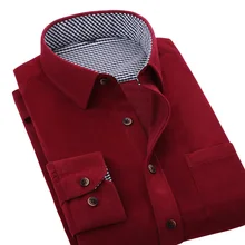 Frühling Herbst Neue Männer Casual Shirts Weiseplaids Patchwork Innen Langarm Dicke Hohe Qualität Marke Männer Cord Shirts