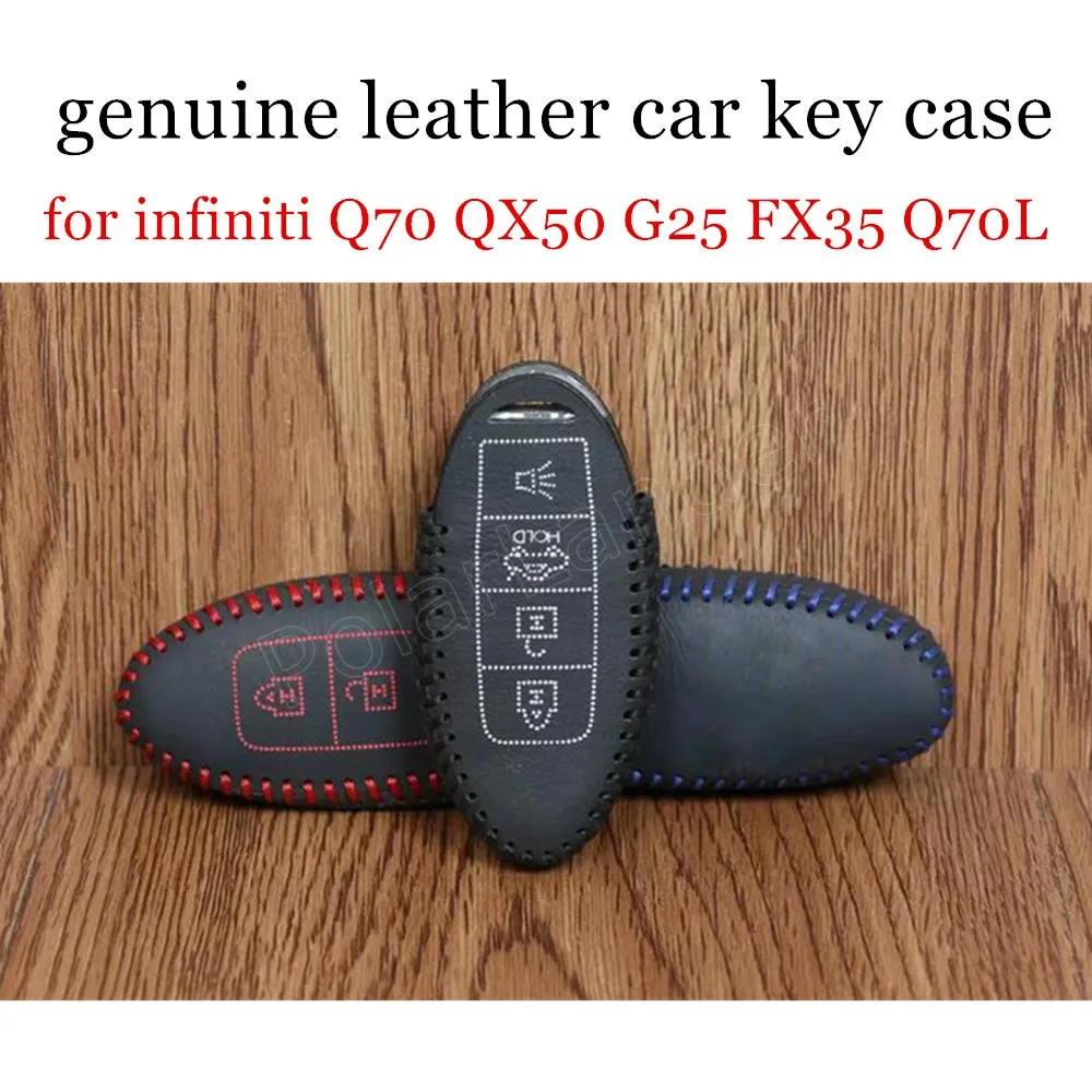 

Only Red car styling Key Case Car Hand Sewing Leather Key Cover Auto for Infiniti Q70 QX50 G25 FX35 Q70L Q60(2013) QX80
