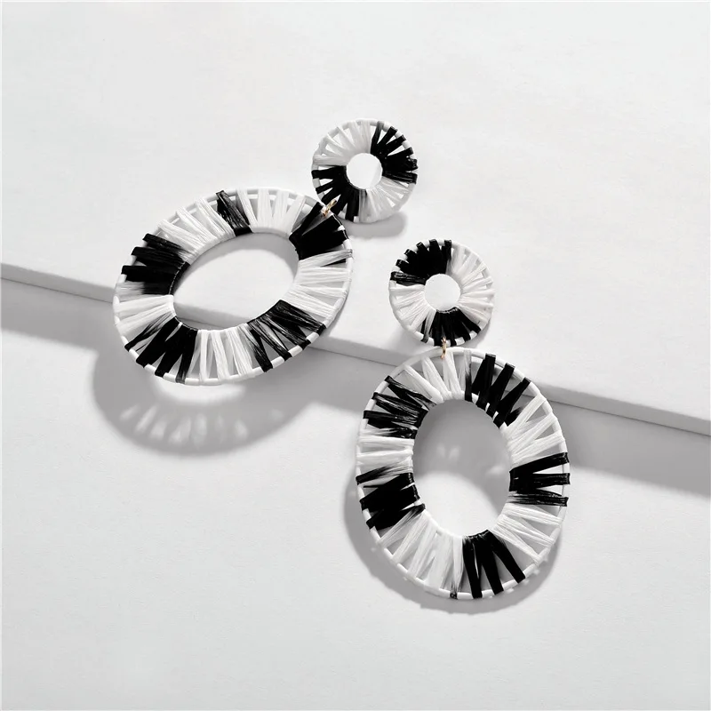2019 Новейшая модная бижутерия Bijoux Радуга Красочные рафии серьги большой овальной соломы себе для лета