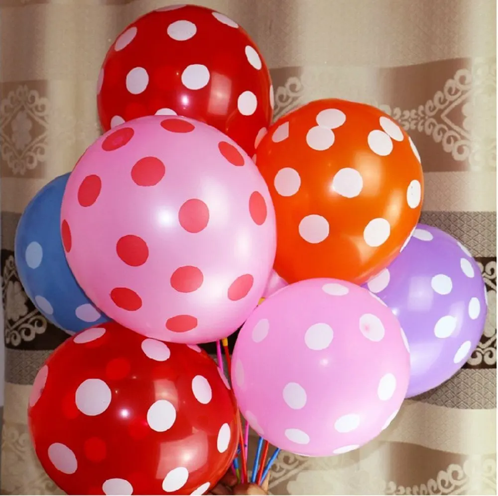 FANLUS 100pcs Assorted Polka Dots Balloon 12 Latex Helium Balloons for Wedding Birthday Party Festival Christmas Decorations (1)