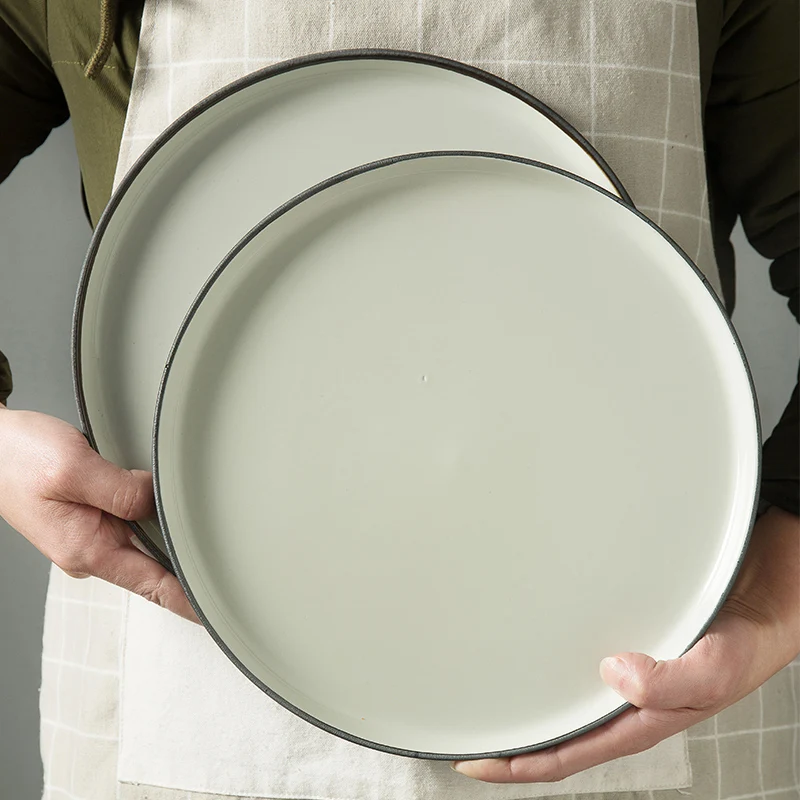 NIMITIME японский стиль Ретро Западная пищевая керамическая тарелка с задней кромкой Бытовая плоская тарелка Западная десертная обеденная тарелка, столовая посуда