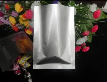 

100pcs/lot, 5x7cm Pure aluminium bag - silvery white foil plastic pouch heat seal Flat type pack food storage package