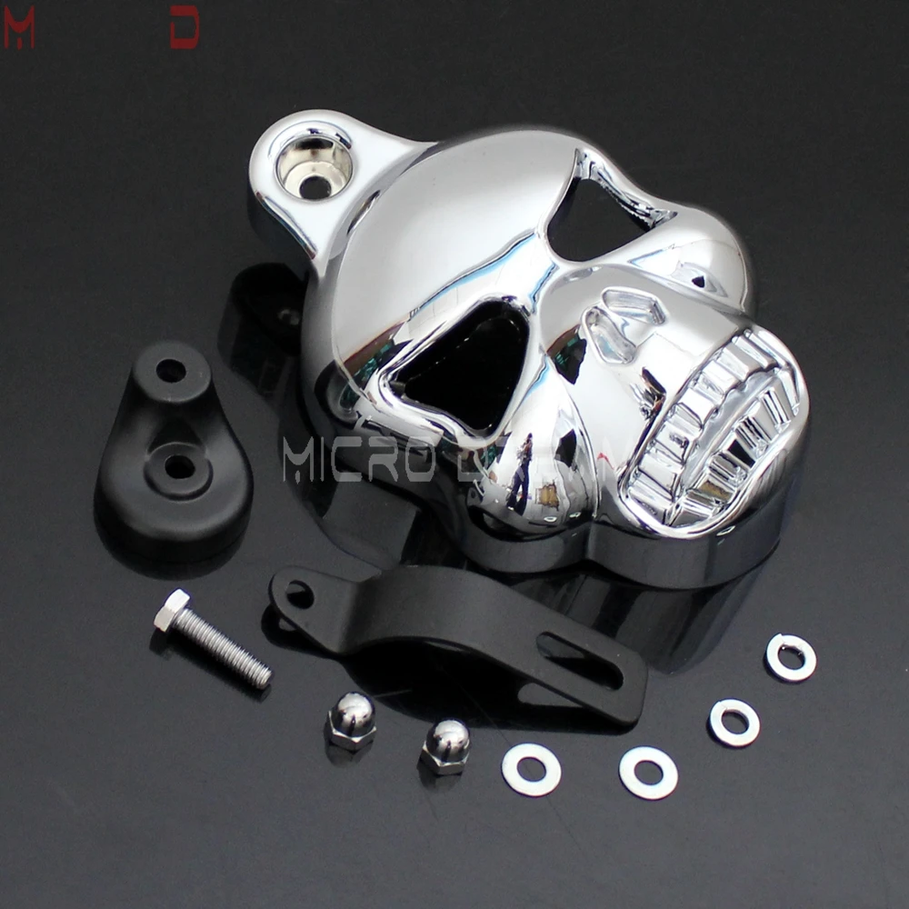

Motorcycle Skull Cowbell Horn Cover w/ Mount Kit for Harley Touring Dyna Softail V-ROD Custom Billet Aluminum Carburetor Cover