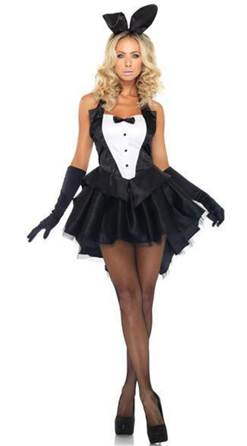 Vocole-Sexy-Black-White-Bunny-Girl-Cosplay-Halloween-Costume-Halter-Sleeveless-Fancy-Dress-Mini-Dress-Rabbit
