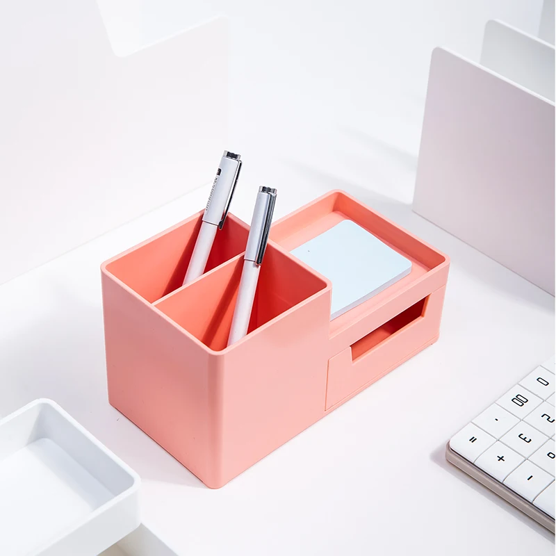 Deli Storage Box Multi-function Desktop Pen Holder Student Stationery Holder with Drawer Desk Accessories and Organizer Supplies