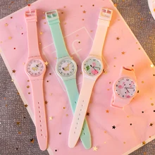 Cartoon Pink Bird Watch Silicone Strap Female Watch Cute Little Fresh Soft Girl Girl Candy Color Student Watch