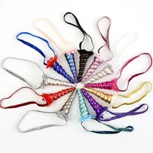 24 pçs/lote 4 polegadas Chifre de Unicórnio Cabeça Alicorn com Espiral Metálica no Laço Elastic Headband Foto Prop