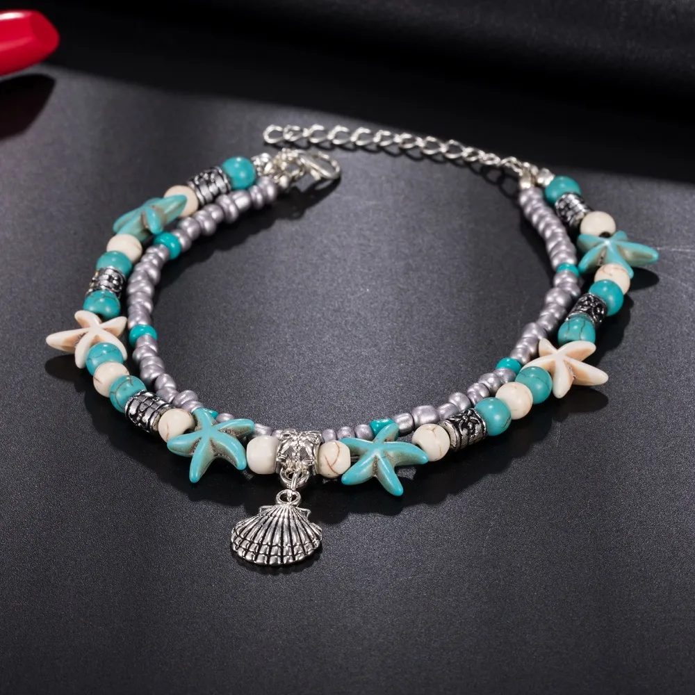 KISSWIFE Vintage Shell Beads Anklets For Women New Multi Layer Anklet Leg Bracelet Bohemian Beach Ankle Chain Jewelry Gift - Image 4