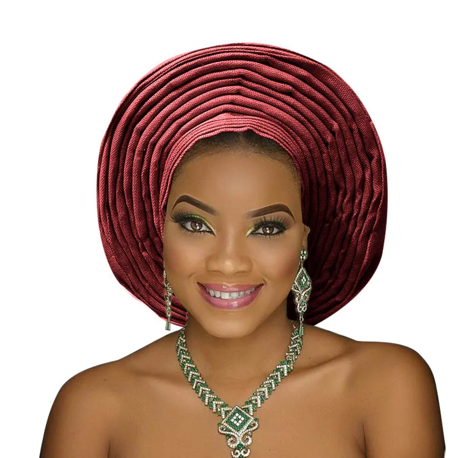 Cheap aso oke headtie african headband nigerian aso ebi auto gele african head wrap new arrive (19)