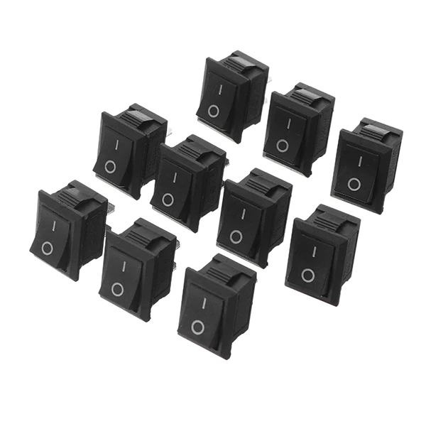 10pcs Rocker Switchs Copper Boat Rocker Switch 2-Pin Plastic Button ON/Off SPST